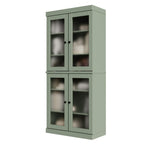 72" Sage Solid Wood Adjustable Six Tier Library Bookcase with Four Doors
