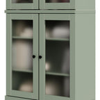 72" Sage Solid Wood Adjustable Six Tier Library Bookcase with Four Doors
