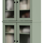 72" Sage Solid Wood Adjustable Six Tier Library Bookcase with Four Doors