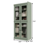 72" Sage Solid Wood Adjustable Six Tier Library Bookcase with Four Doors
