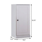 36" White Solid Wood Adjustable Three Tier Library Bookcase with One Door