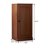 36" Coffee Solid Wood Adjustable Three Tier Library Bookcase with One Door