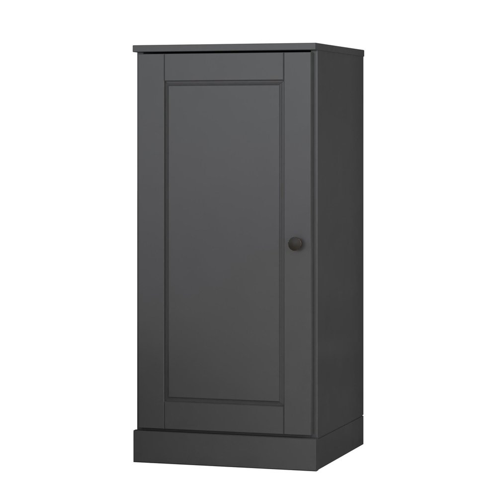 36" Gray Solid Wood Adjustable Three Tier Library Bookcase with One Door