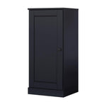 36" Black Solid Wood Adjustable Three Tier Library Bookcase with One Door