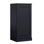 36" Black Solid Wood Adjustable Three Tier Library Bookcase with One Door
