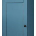 36" Teal Blue Solid Wood Adjustable Three Tier Library Bookcase with One Door