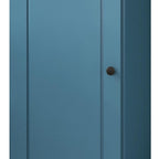 36" Teal Blue Solid Wood Adjustable Three Tier Library Bookcase with One Door