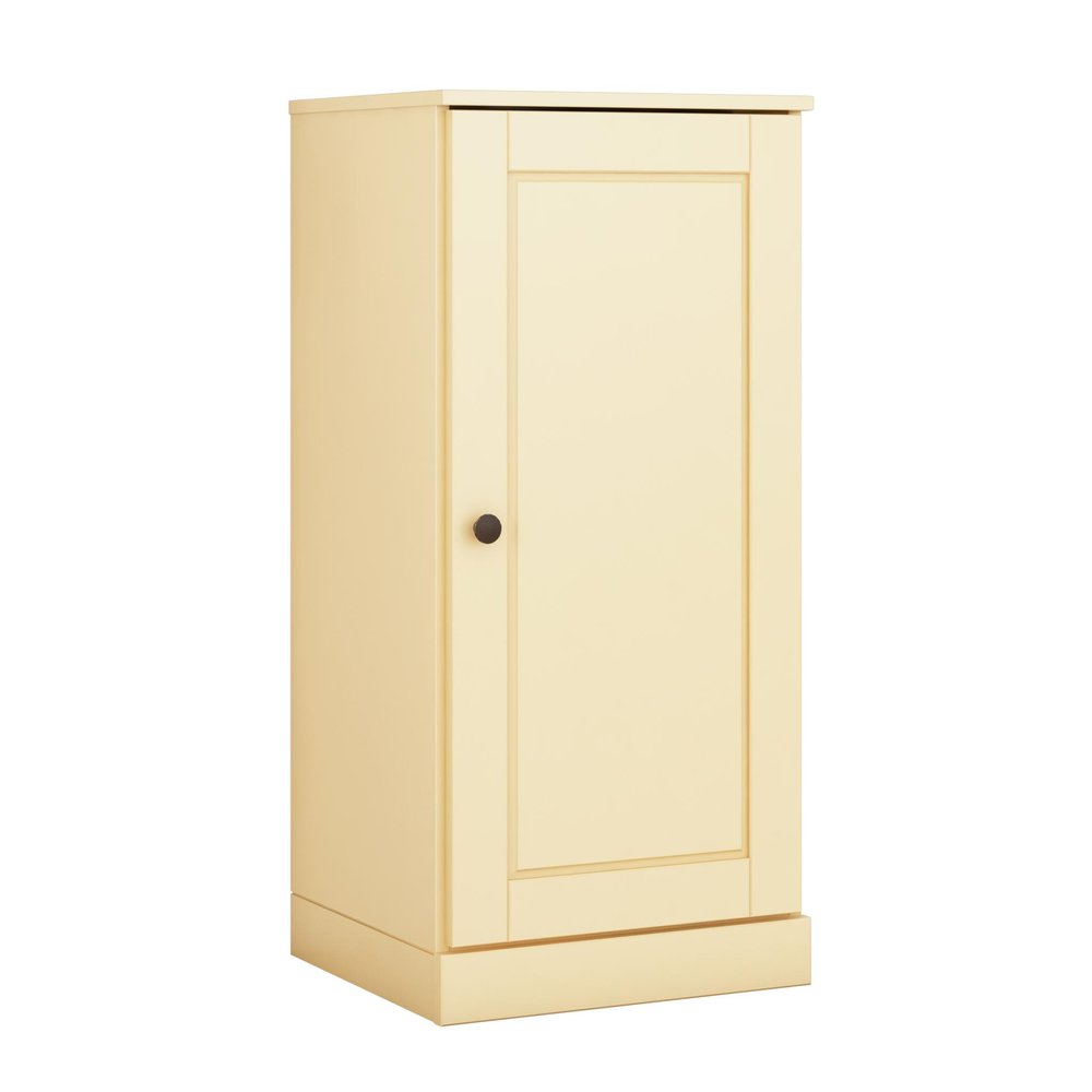 36" Yellow Solid Wood Adjustable Three Tier Library Bookcase with One Door