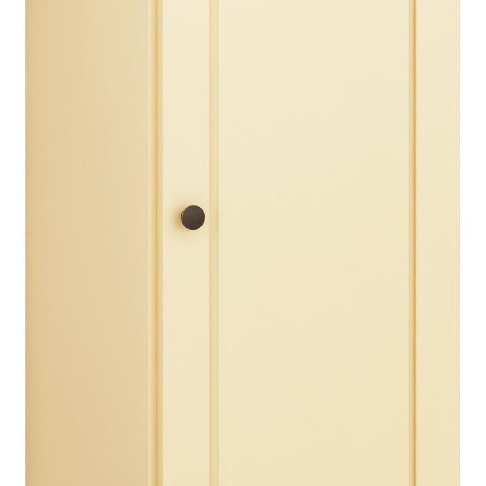 36" Yellow Solid Wood Adjustable Three Tier Library Bookcase with One Door