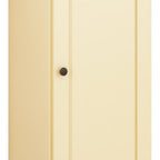 36" Yellow Solid Wood Adjustable Three Tier Library Bookcase with One Door