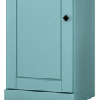 36" Aqua Solid Wood Adjustable Three Tier Library Bookcase with One Door