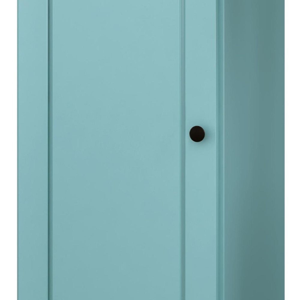 36" Aqua Solid Wood Adjustable Three Tier Library Bookcase with One Door