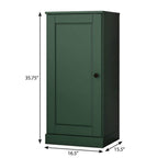 36" Green Solid Wood Adjustable Three Tier Library Bookcase with One Door