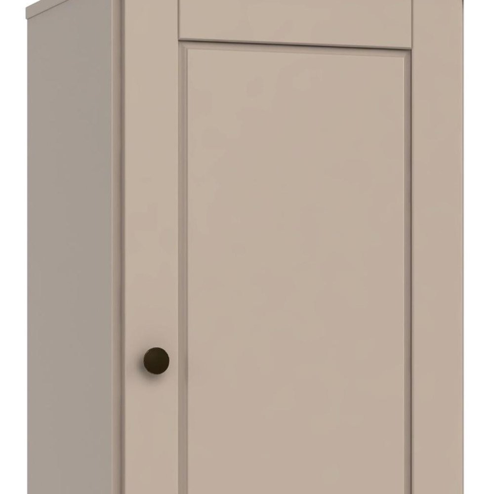 36" Beige Solid Wood Adjustable Three Tier Library Bookcase with One Door