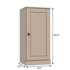 36" Beige Solid Wood Adjustable Three Tier Library Bookcase with One Door