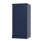 36" Navy Blue Solid Wood Adjustable Three Tier Library Bookcase with One Door