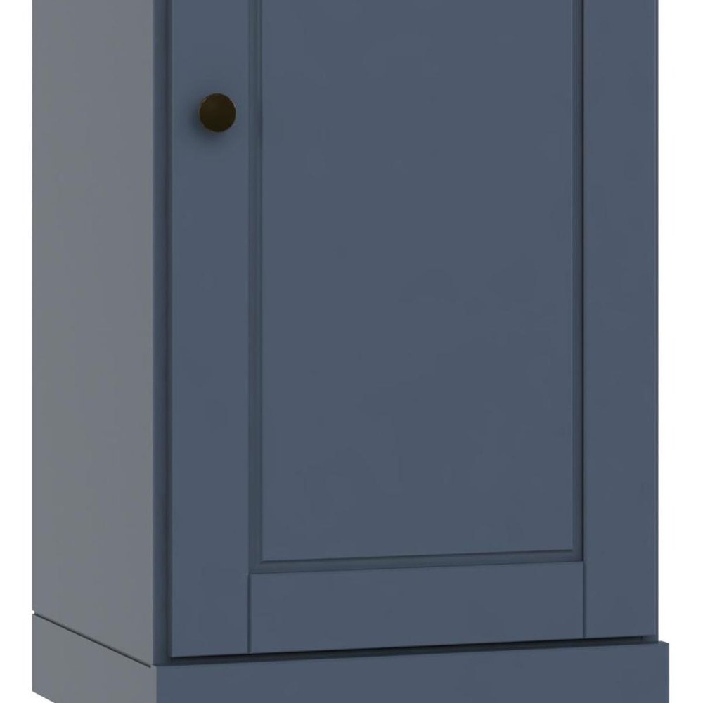 36" French Blue Solid Wood Adjustable Three Tier Library Bookcase with One Door