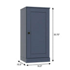 36" French Blue Solid Wood Adjustable Three Tier Library Bookcase with One Door