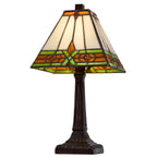 14" Bronze Abstract Square Tiffany Lamp With Square Shade