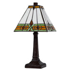 14" Bronze Abstract Square Tiffany Lamp With Square Shade