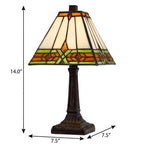 14" Bronze Abstract Square Tiffany Lamp With Square Shade