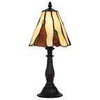 14" Bronze Abstract Round Tiffany Lamp With Cone Shade