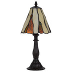 14" Bronze Abstract Round Tiffany Lamp With Cone Shade