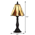 14" Bronze Abstract Round Tiffany Lamp With Cone Shade