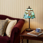 13" Bronze Flowers Round Tiffany Lamp With Cone Shade