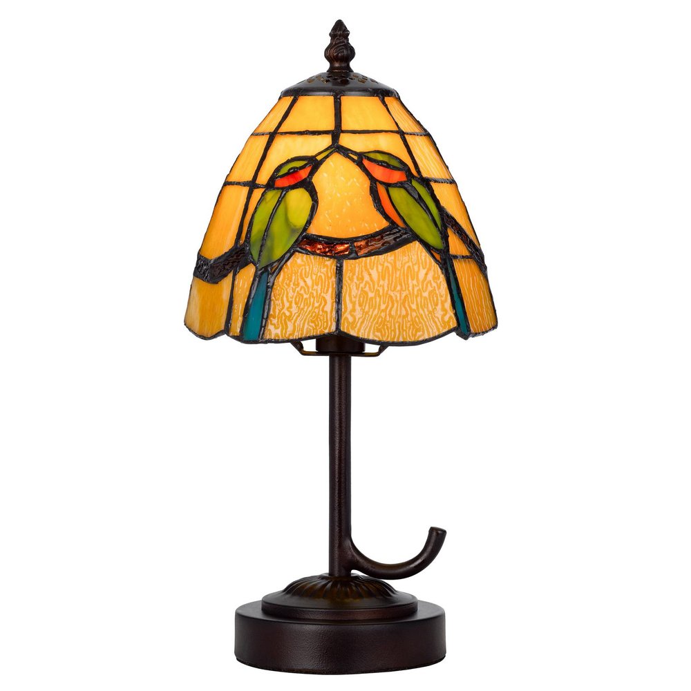 13" Bronze Birds Round Tiffany Lamp With Cone Shade