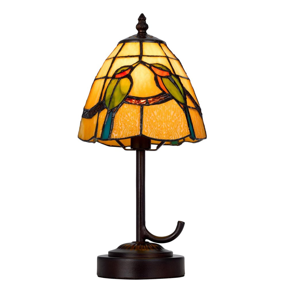 13" Bronze Birds Round Tiffany Lamp With Cone Shade