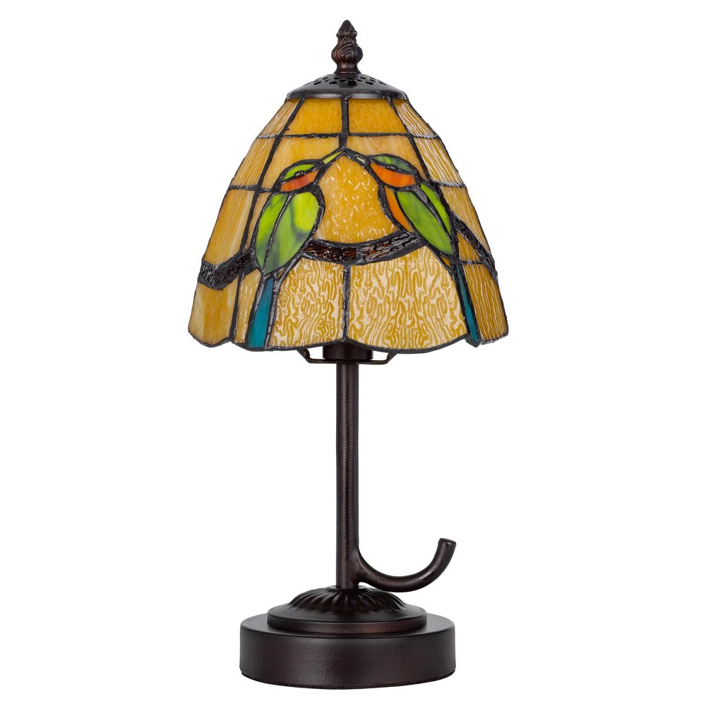 13" Bronze Birds Round Tiffany Lamp With Cone Shade