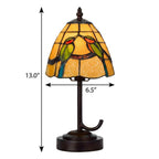 13" Bronze Birds Round Tiffany Lamp With Cone Shade