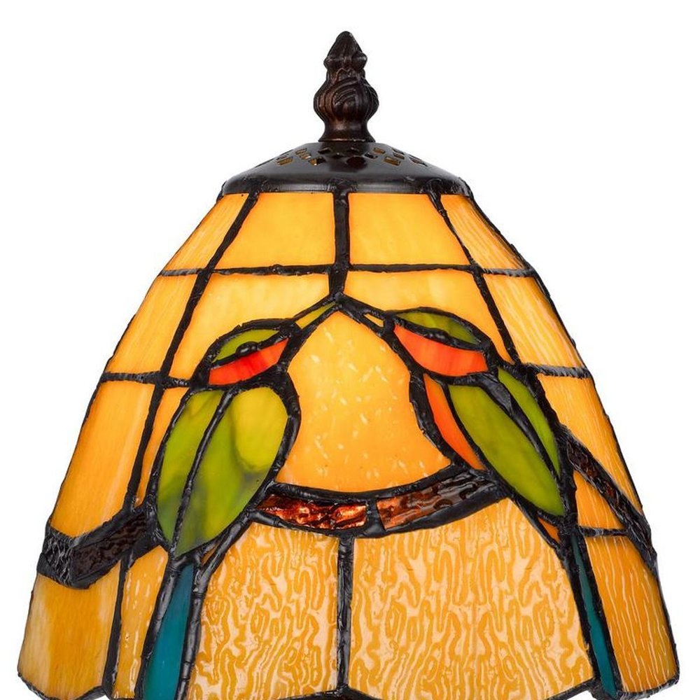 13" Bronze Birds Round Tiffany Lamp With Cone Shade