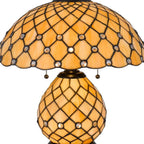 18" Black Two Light Round Tiffany Lamp With Dome Shade