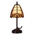 13" Bronze Abstract Round Tiffany Lamp With Cone Shade