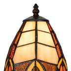 13" Bronze Abstract Round Tiffany Lamp With Cone Shade