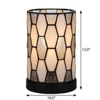 12" Bronze Abstract Tiffany Lamp With Cylinder Shade