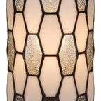 12" Bronze Abstract Tiffany Lamp With Cylinder Shade