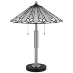 23" Black Abstract Two Light Round Tiffany Lamp With Empire Shade