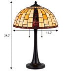 24" Bronze Abstract Two Light Round Tiffany Lamp With Dome Shade