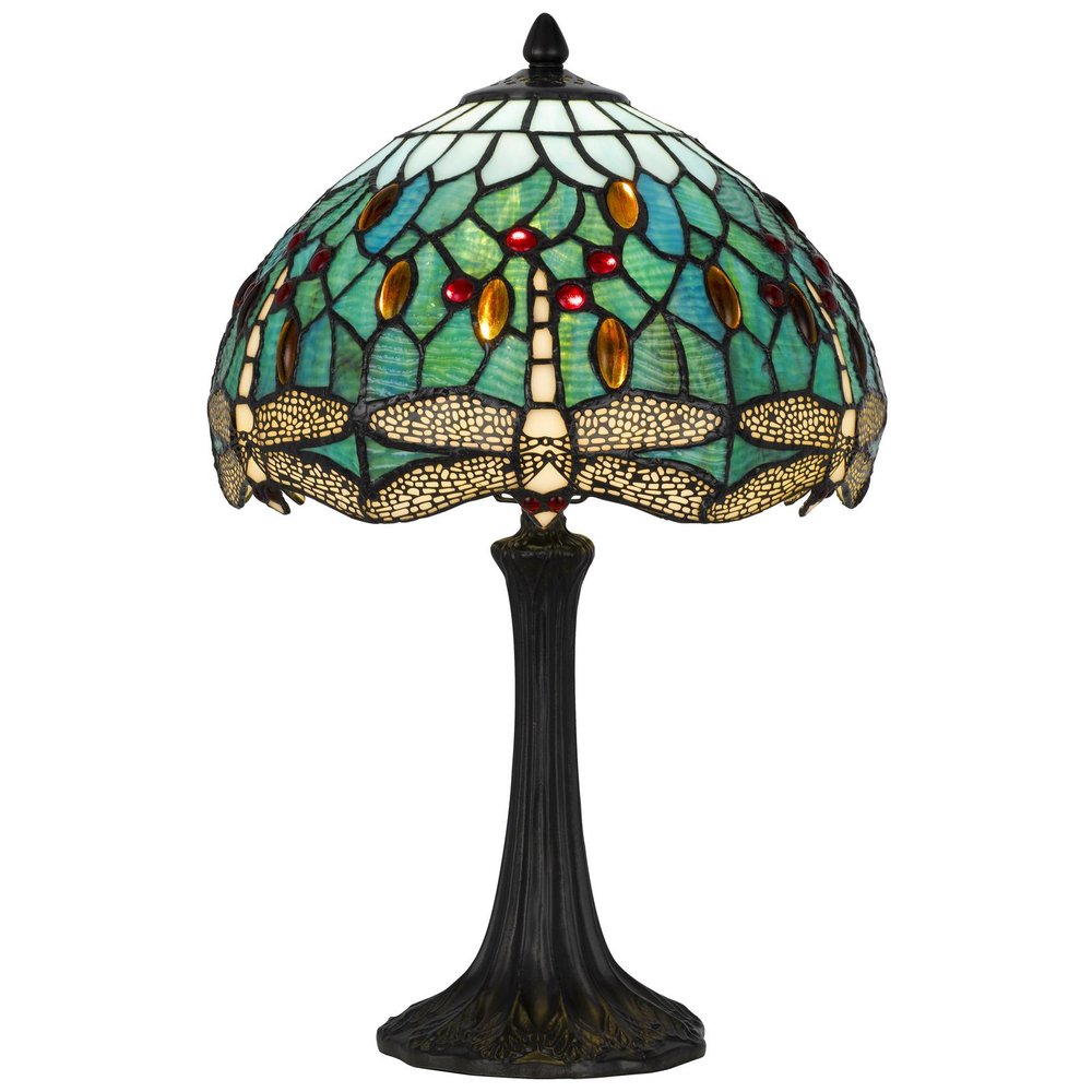 20" Bronze Dragonfly Round Animals Tiffany Lamp With Dome Shade