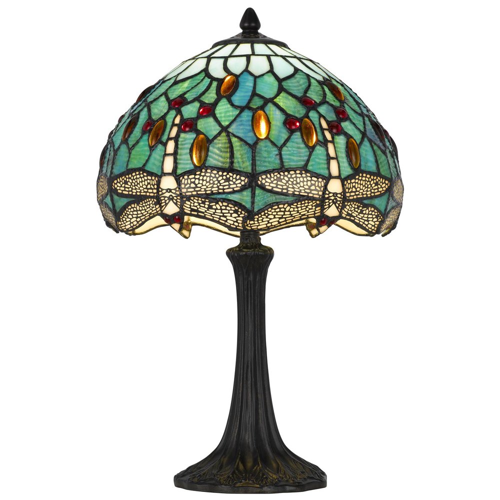 20" Bronze Dragonfly Round Animals Tiffany Lamp With Dome Shade