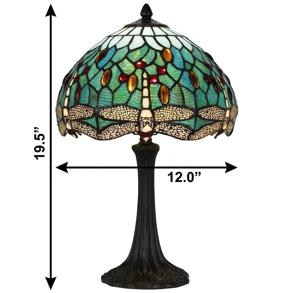 20" Bronze Dragonfly Round Animals Tiffany Lamp With Dome Shade