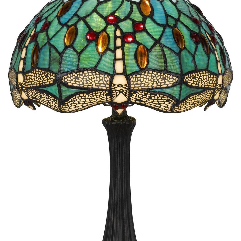 20" Bronze Dragonfly Round Animals Tiffany Lamp With Dome Shade
