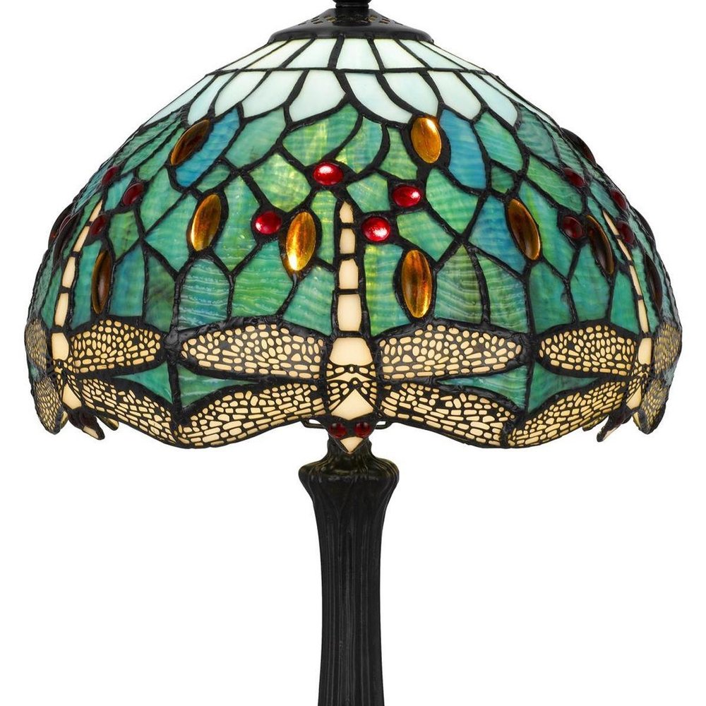 20" Bronze Dragonfly Round Animals Tiffany Lamp With Dome Shade