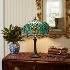 20" Bronze Dragonfly Round Animals Tiffany Lamp With Dome Shade