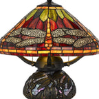 17" Bronze Dragonfly Two Light Round Animals Tiffany Lamp With Empire Shade