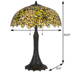29" Bronze Abstract Two Light Round Tiffany Lamp With Dome Shade