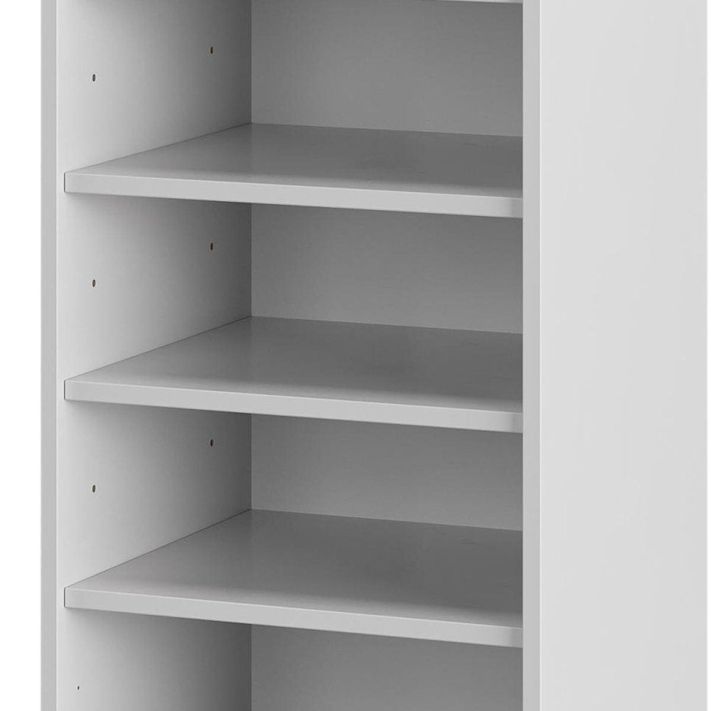 White Ten Pair Solid WoodShoe Storage Cabinet